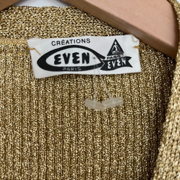 Vintage gold Metallic Sweater Vest Cardigan XS/S - Picture 4 of 4